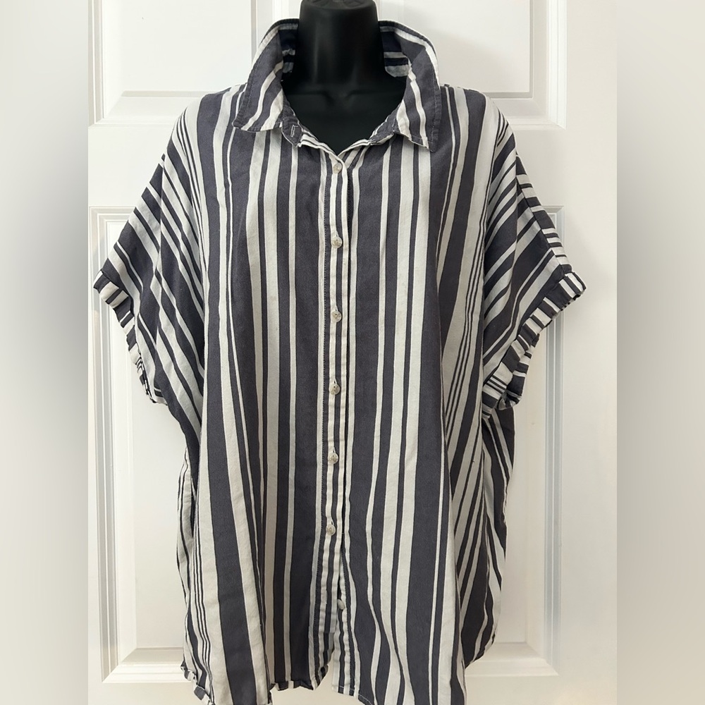 Striped dolman sleeve blouse